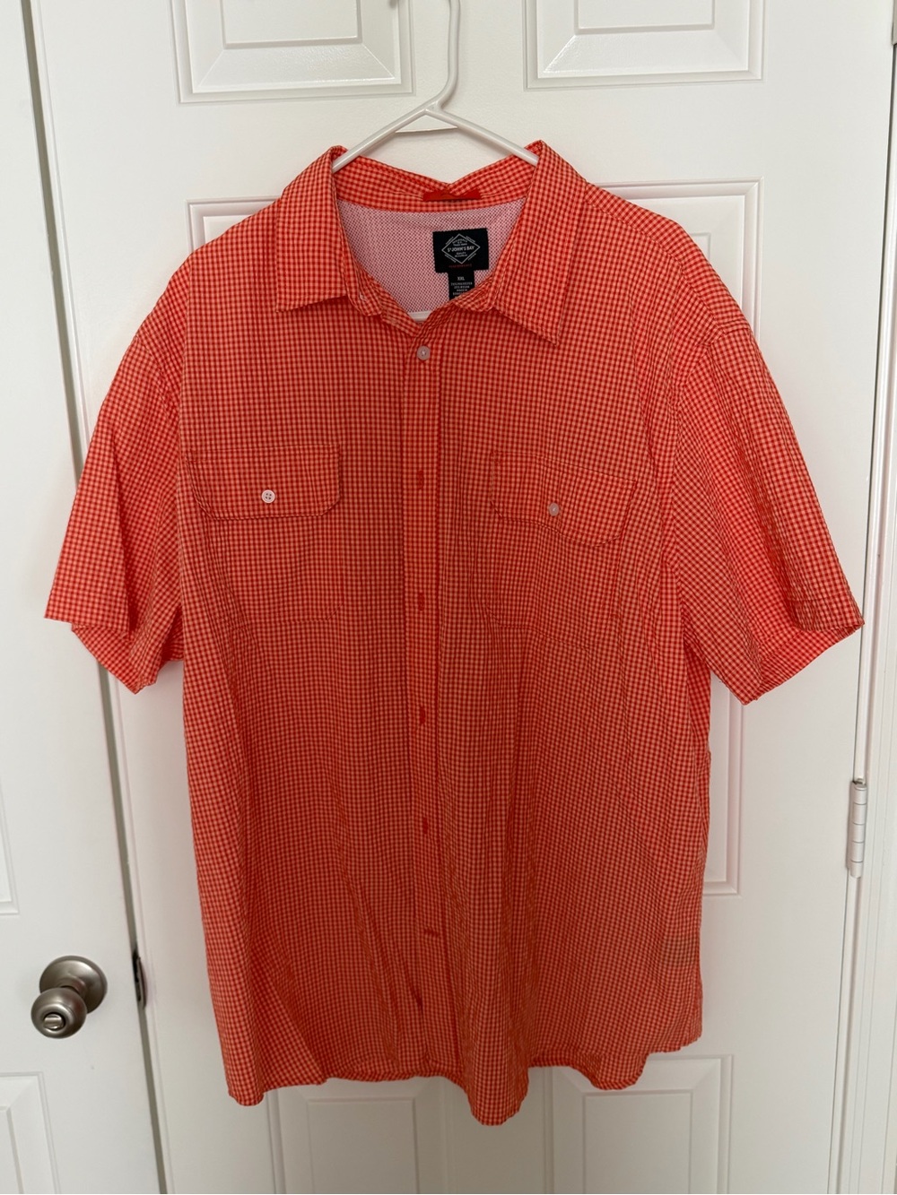 St. John's Bay Orange Gingham Short-Sleeve Button-Down Shirt